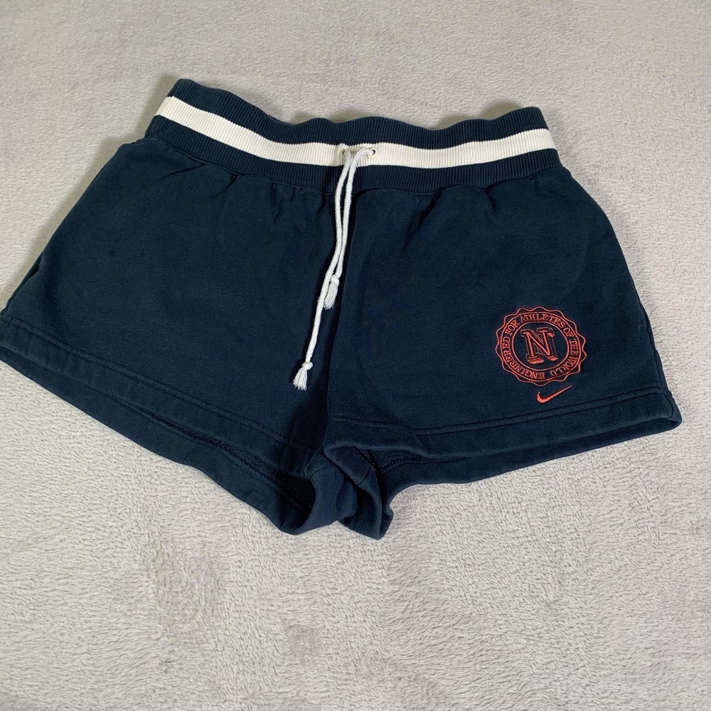 Nike Shorts Womens Medium Blue 2" Inseam Fleece Club Crest Drawstring Athletic